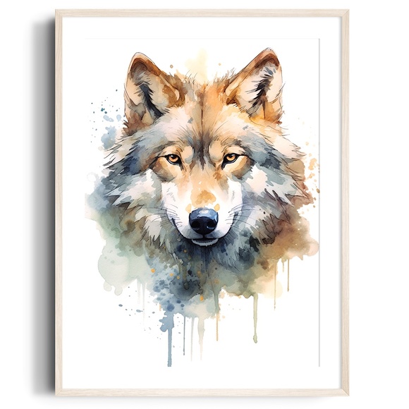 Other - Wolf Portrait Watercolor Wall Art Illustration Print Poster Unframed